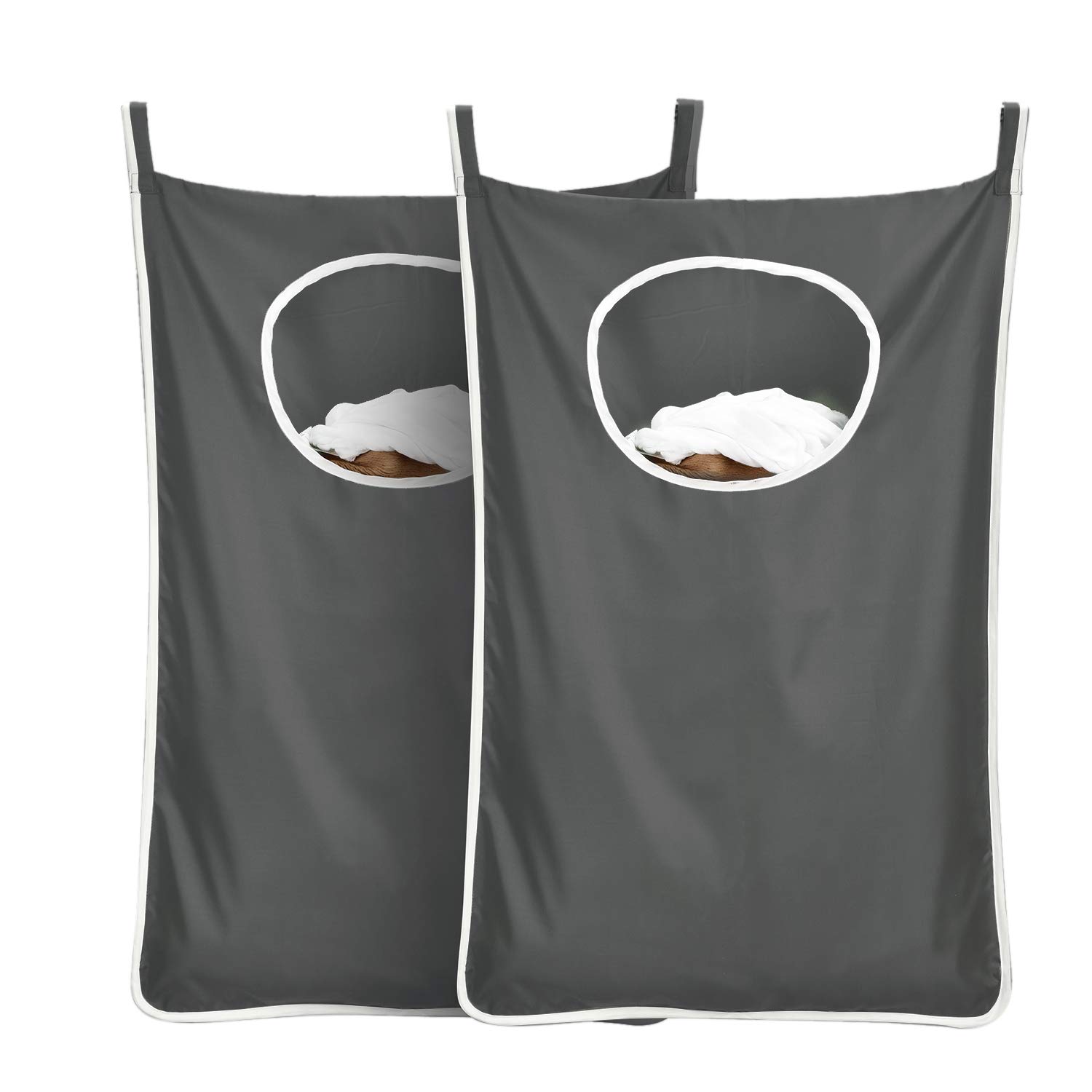 langlebiger Wäschesack zum Aufhängen hinter der Tür, platzsparend, mit Edelstahlhaken, Reißverschluss, Wäschekorb, Türaufhängung, für Badezimmer, Kinderzimmer, 2er-Pack Angebot bei HelloDeals