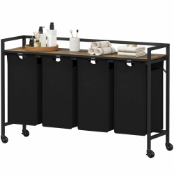 Lifewit Wäschesortierer 4 Fächer, 168L Wäschewagen mit Rollen, Wäschekorb mit Ablage, Wäsche Sortiersystem, Wäsche Organizer Schmutzwäsche, Wäschetrenner für Badezimmer, Waschküche,Wäscheregal Schwarz 124x33.4x81.4cm Rustikales Braun + Schwarz Angebot bei HelloDeals