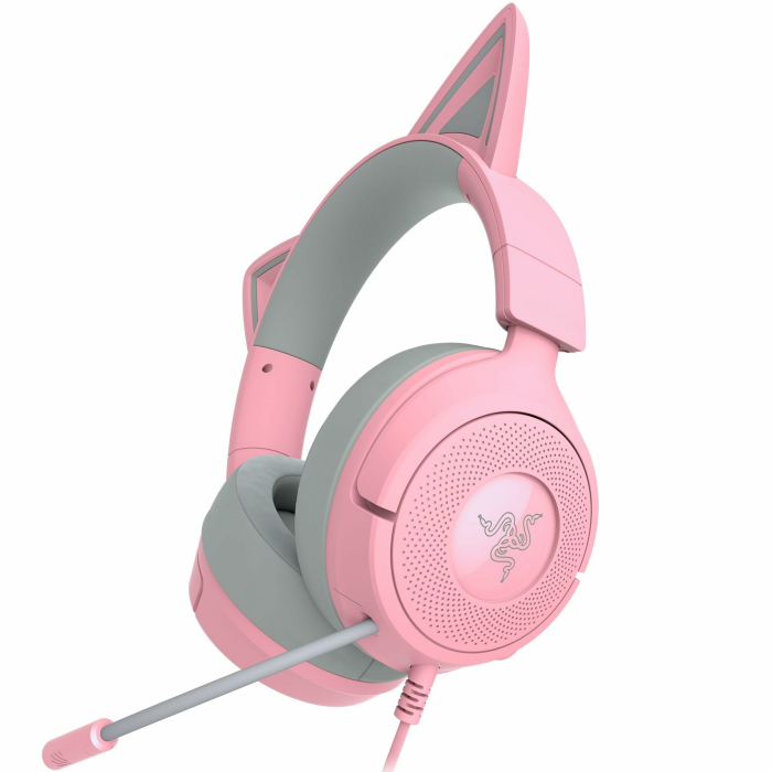Razer Kraken Kitty V3 X - Kabelgebundenes Kitty-Headset für Gaming - Kultige Kitty-Ohren - 270g leicht - HyperClear Kardioid Mikrofon - TriForce 40mm Treiber - 3,5mm Klinkenstecker | Quartz Quartz Kraken Kitty V3 X Angebot bei HelloDeals