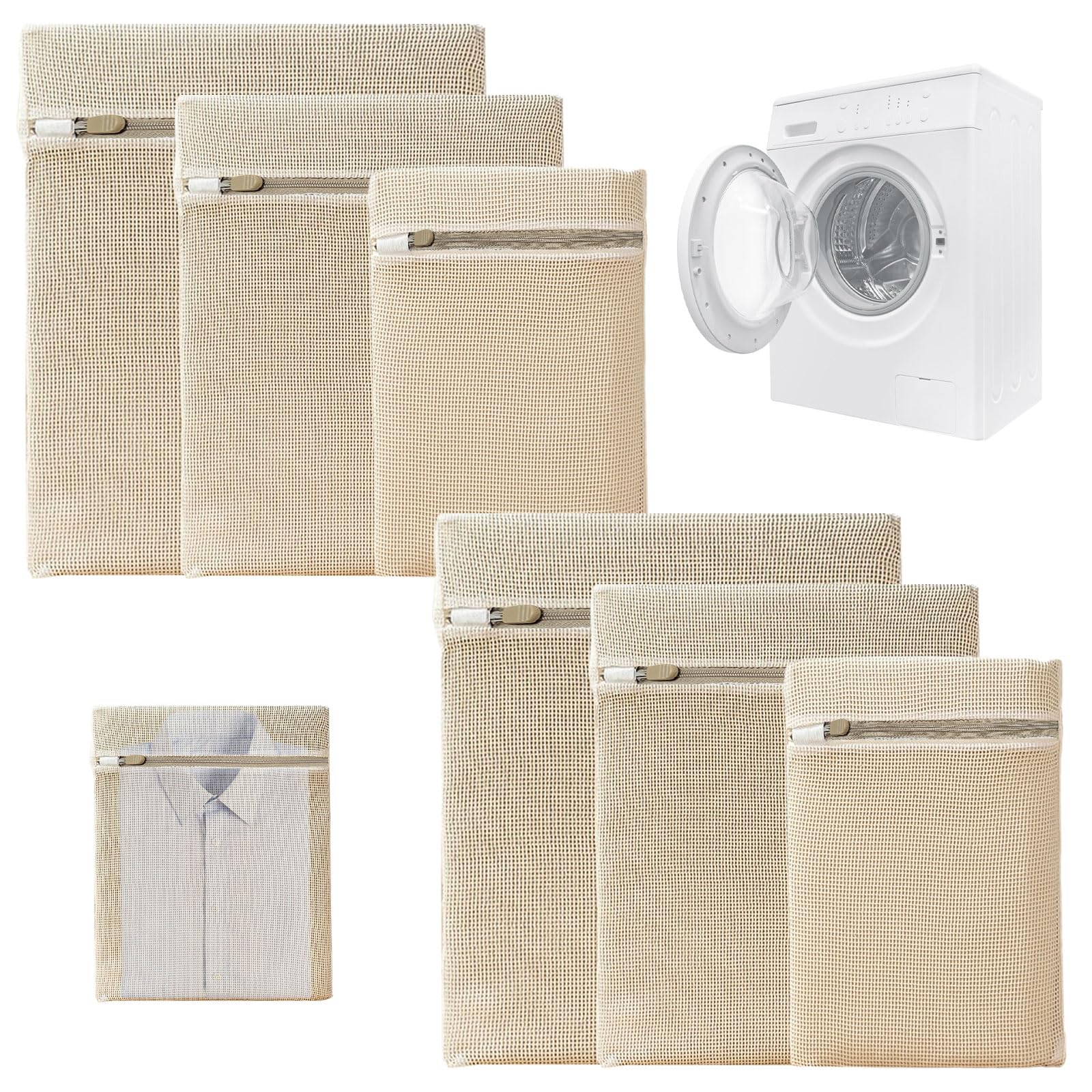6 Stück Premium Wäschebeutel aus Baumwolle mit Reißverschluss ohne Mikroplastik, Wäschenetz Wäschesack für die Waschmaschine, Reise- Organizer, für Schmutzwäsche Angebot bei HelloDeals