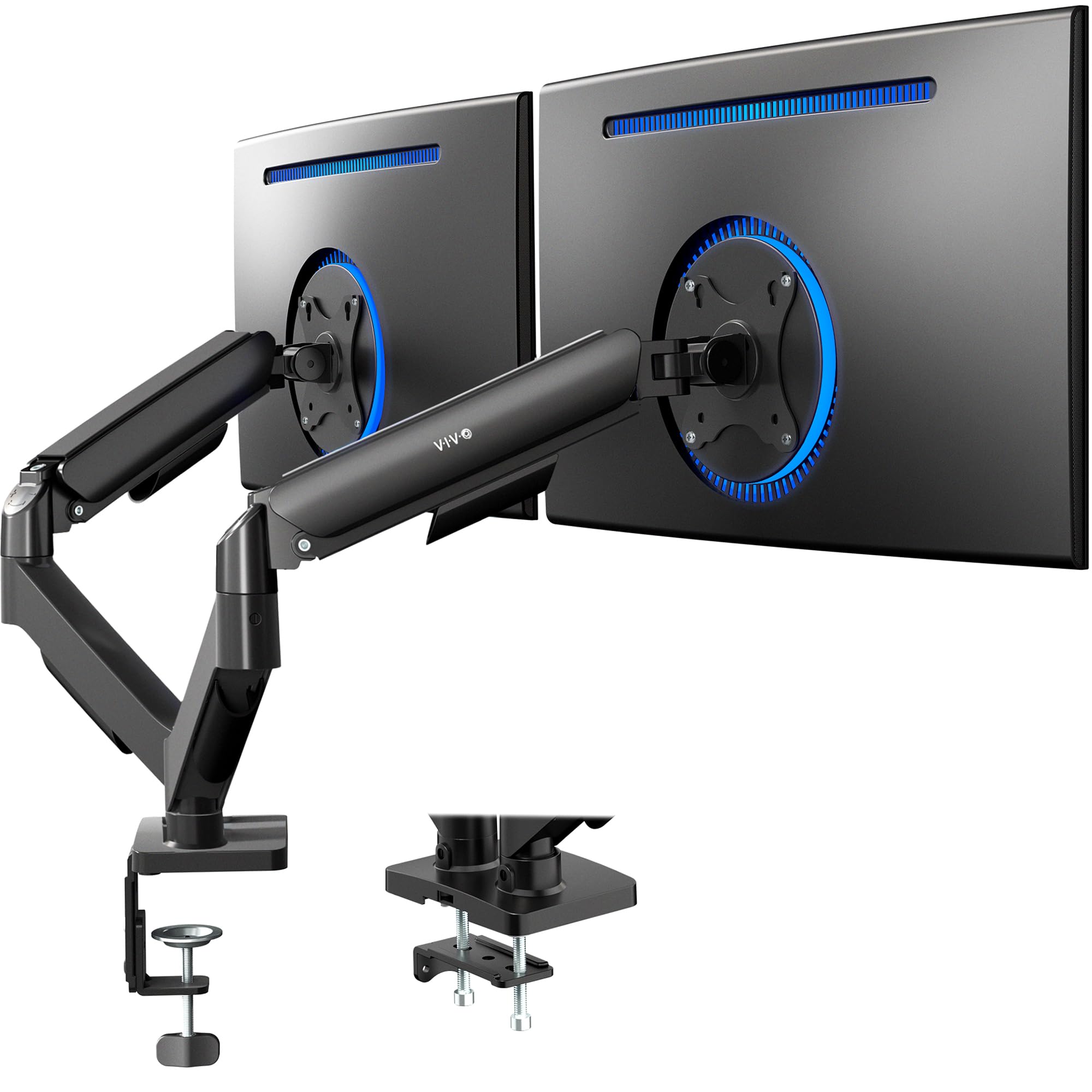 VIVO Dual Monitor VESA Ständer, bis zu 32 Zoll und 9 kg pro Bildschirm, mechanische Arm-Schreibtischhalterung, ausbalancierter Gelenkarm, STAND-V002O Schwarz Doppelte Halterung Angebot bei HelloDeals