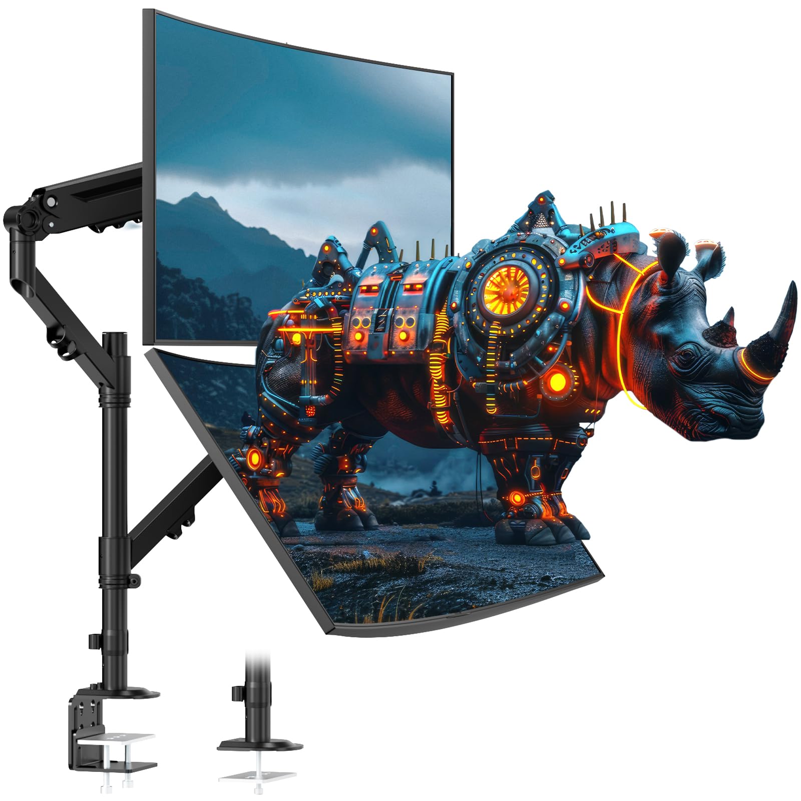 Monitor Halterung 2 Monitore für 17-40 Zoll, hält bis zu 12 KG, Monitor Arm für 2 Monitore vertikal/parallel Platzierung, mit Klemme und Tüllenbefestigung, VESA 75/100 mm Angebot bei HelloDeals