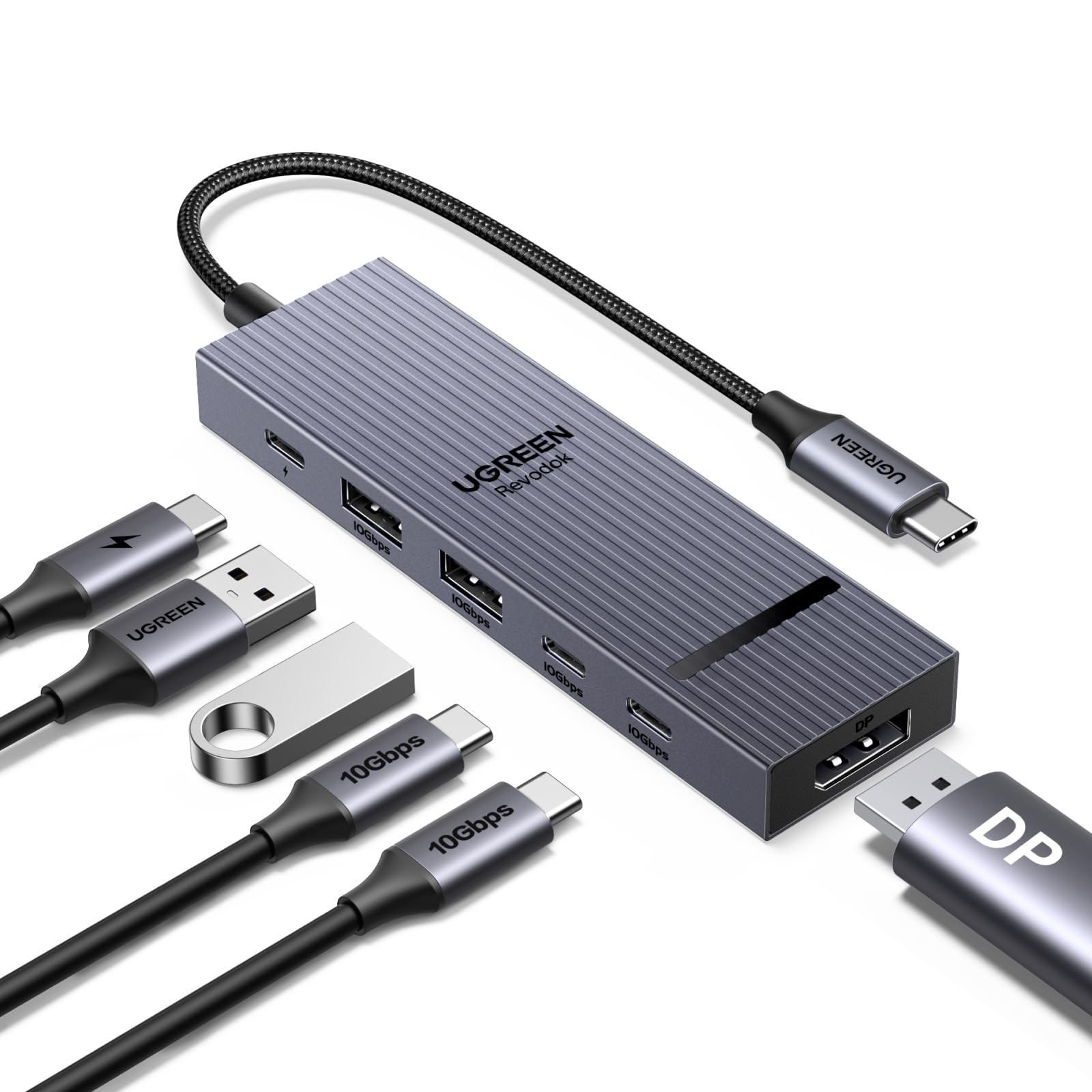 UGREEN Revodok Pro 1062 DisplayPort USB C Hub 10Gbps, Docking Station mit DP 4K@60Hz, USB 3.2 Datenports, PD 100W Schnellladung, Multiport Adapter Kompatibel mit MacBook, iPad Pro, Surface Laptop usw. Angebot bei HelloDeals