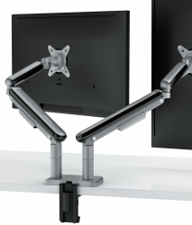 Desktronic Doppelte Monitor Halterung, Bis zu 32" & 8kg, 360° Drehung, Höhenverstellbar, Robuste Bauweise, Einfache Montage, Für Große Bildschirme, Ergonomisch, Passend für alle VESA 75/100 Schwarz DOPPEL Angebot bei HelloDeals