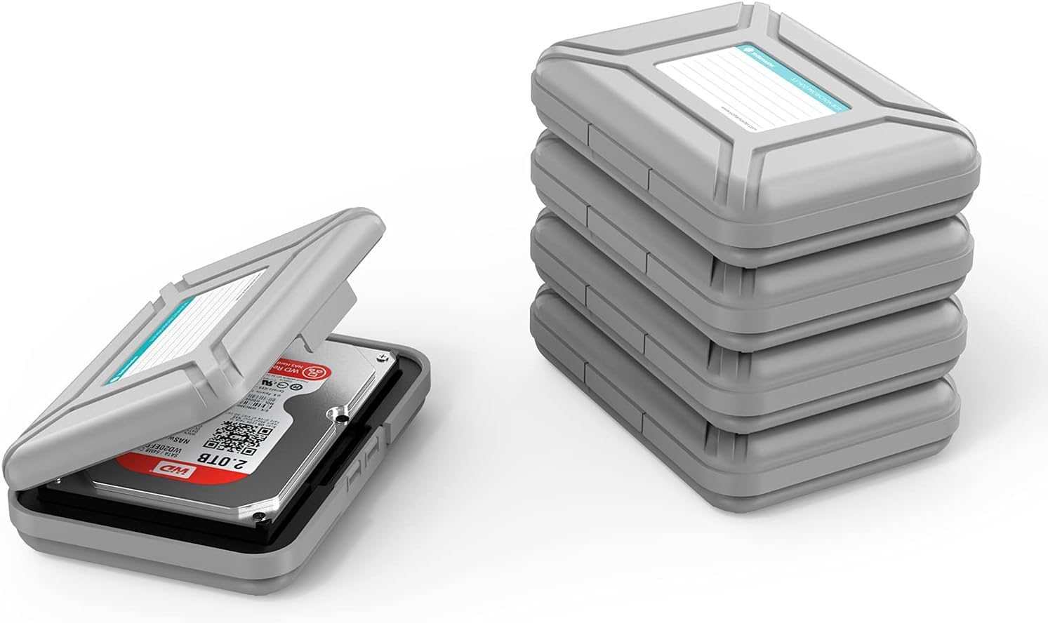 Yottamaster 5 Stück 3.5 Zoll Festplattentasche Schutztasche Schutzbox für 3.5'' Festplatten/Kameras/Mobile Stromversorgung/Digitale Geräte Staubdic Gris-5 Pcs Angebot bei HelloDeals