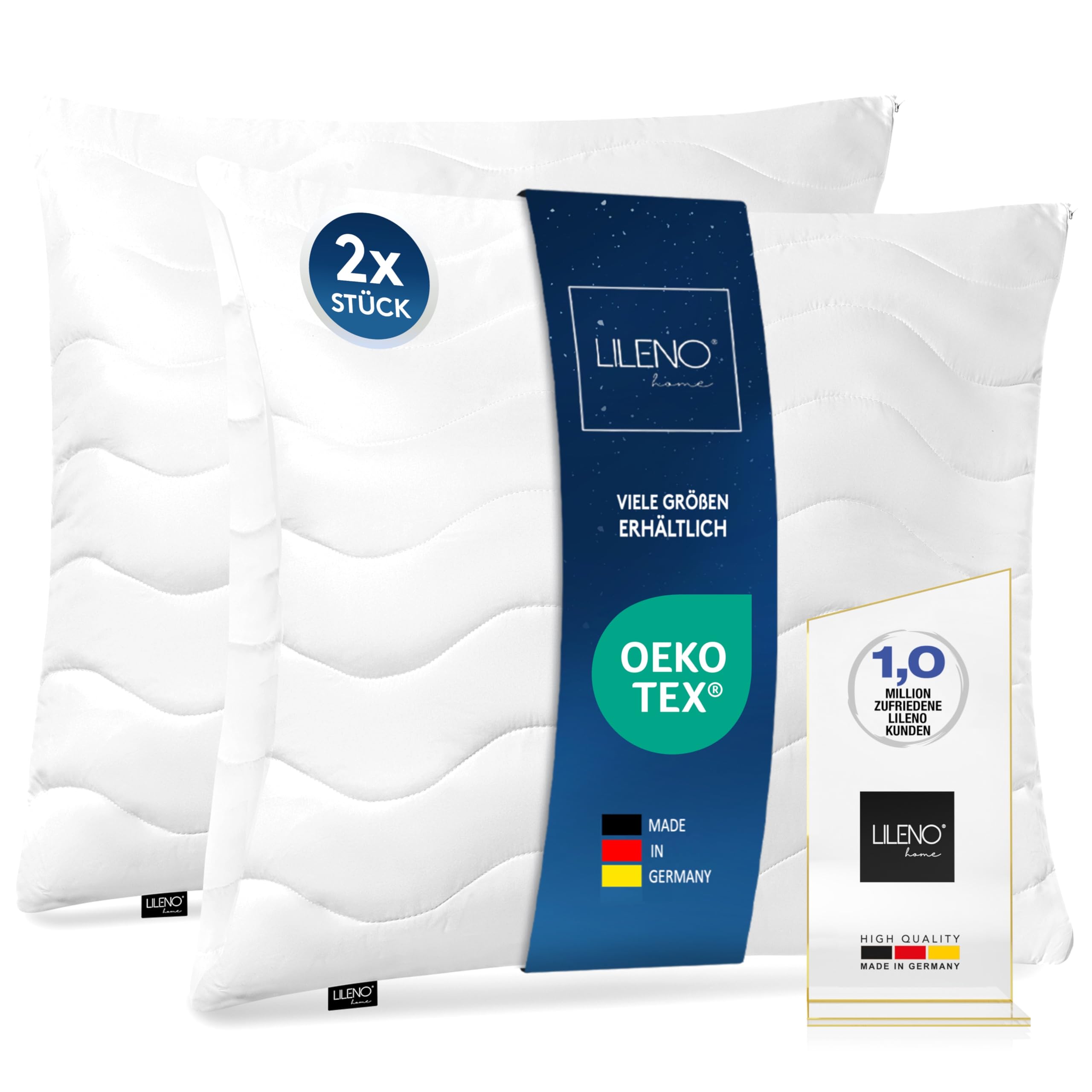 LILENO HOME Allergiker Kopfkissen 80x80 (2er Set) – 95°C waschbar, Oeko-Tex & Made in DE – Kissen 80x80 anpassbar für himmlischen Schlaf – Haut schmeichelndes & geruchsfreies Pillow 80 x 80 cm 2er Set Angebot bei HelloDeals