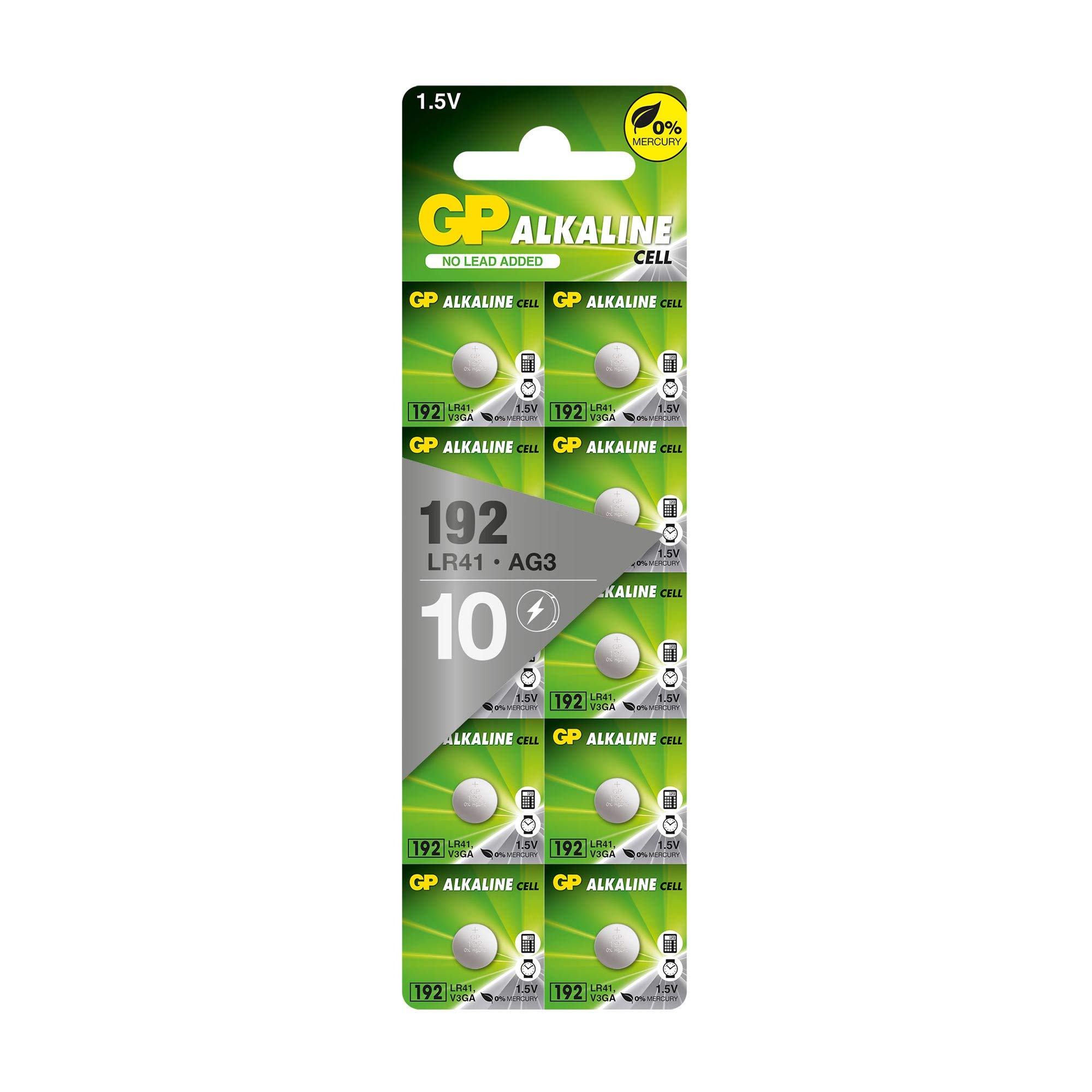 GP Alkaline Knopfzellen LR41 | Batterien kompatibel mit Bezeichnung AG3, 192, GP192A, LR736 | 10 Stück Knopfbatterien 1,5V 10 Stück LR41 / AG3 Single Angebot bei HelloDeals