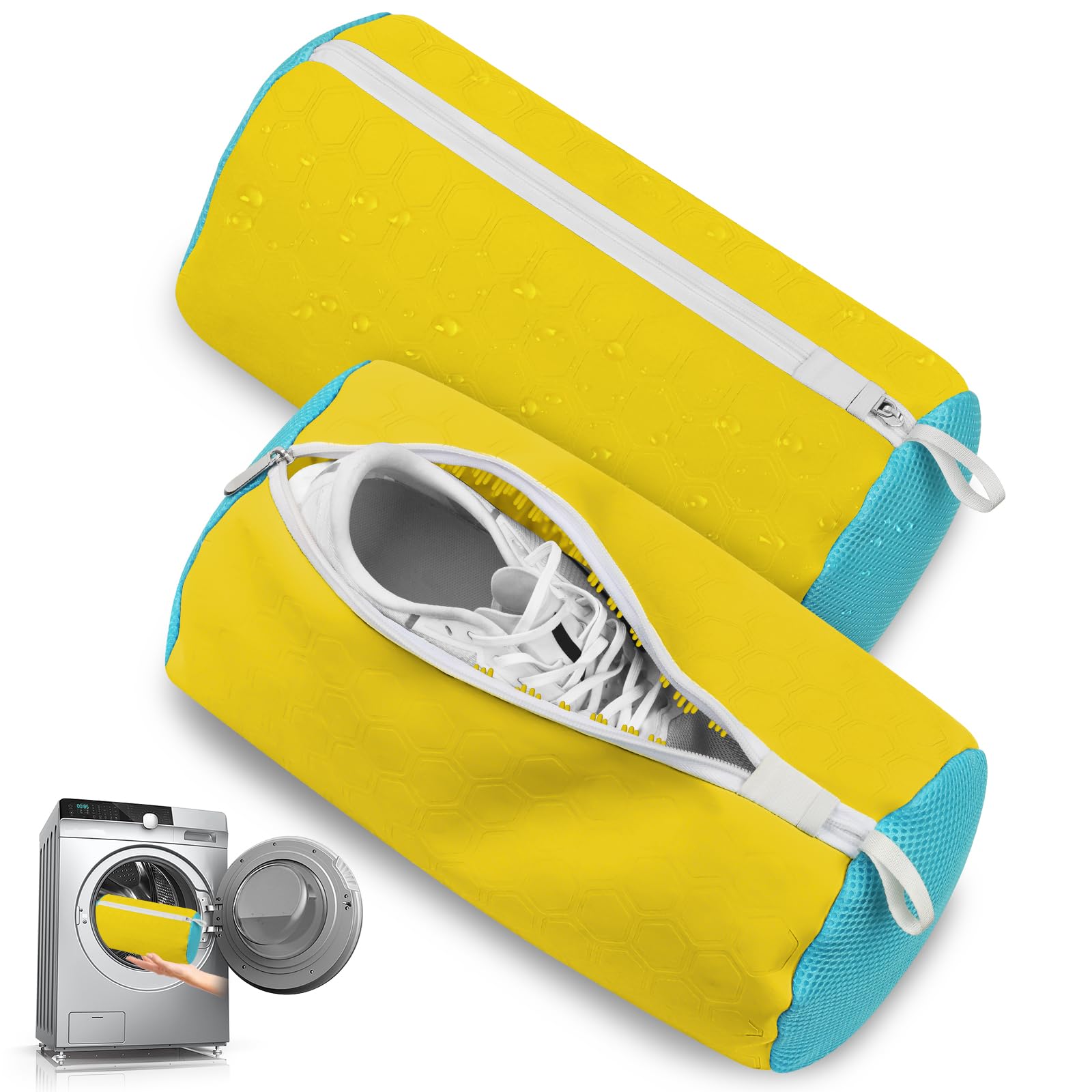 2 Pcs Schuhwaschbeutel Waschmaschine,Schuhwaschbeutel aus Silikon,Strapazierfähige Schuhsack Waschmaschine mit Verbessertem Reißverschluss,Leicht zu Waschen und Trocknet Schnell (gelb) Angebot bei HelloDeals