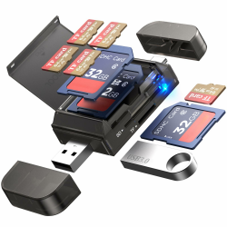SD-Kartenleser, USB C auf Micro SD-Speicherkarte, Tragebox, 3 Steckplätze, USB A/C auf SD/TF-Adapter, Keine Anwendung erforderlich, Plug and Play 3299 Angebot bei HelloDeals