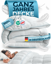 Glückstoff® Feder- und Daunendecke 135x200cm [Zertifiziert in Deutschland] - Bettdecke Daunen und Federn - Federbettdecke Oberbett - Schlafdecke Zudecke Sommer & Winterdecke - Duvet (Ganzjahresdecke) Komfort Ganzjahresdecke 135 x 200 cm Angebot bei HelloDeals
