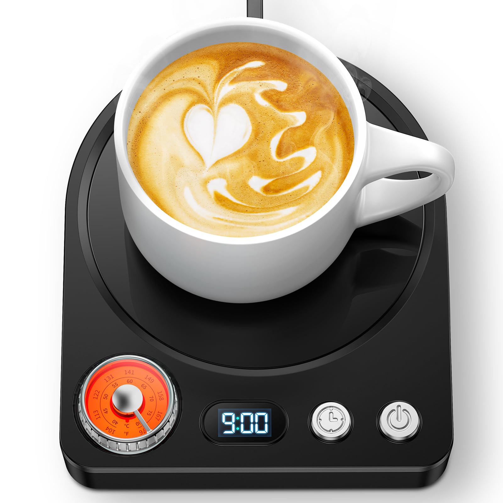 Kaffeewärmer, aufgerüstet Tassenwärmer, Elektrischer Kaffeewärmer 9 Temperatureinstellungen Schreibtisch Tassenwärmer mit 30min-9h Abschaltautomatik für Kaffee Tee Kakao Milch Angebot bei HelloDeals