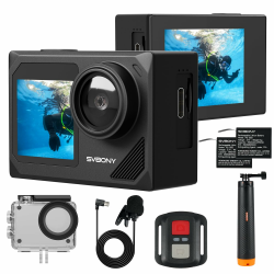 SVBONY SVGo2 4K Unterwasserkamera, Touchscreen 50 MP Action Kamera, Zwei Bildschirme, wasserdichte 30 m, schwimmender Selfie-Stick, EIS einstellbar mit Zubehör-Kit, Geeignet zum Schnorcheln Angebot bei HelloDeals