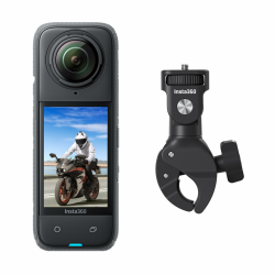Insta360 X4 Motorrad Lenker Kit - 8K Wasserdichte 360 Sport Kamera, 4K Weitwinkel Video, unsichtbarer Selfie Stick Effekt, abnehmbarer Objektivschutz, AI Bearbeitung Stabilisierung keine microSD Karte Angebot bei HelloDeals