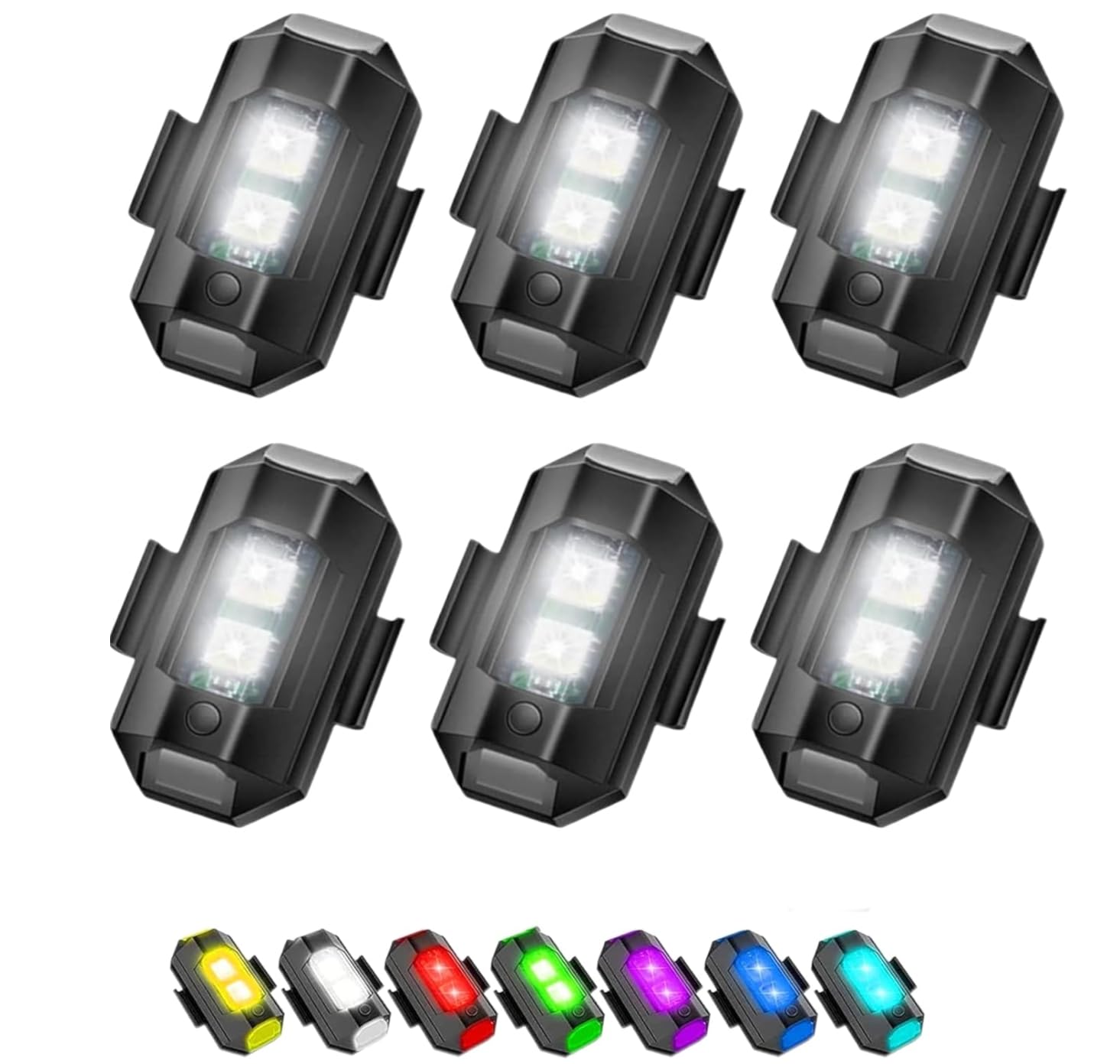 6 Pack | LED Blitzlicht für Nachtflüge mit Drohnen | 7 Farben und 7 Modi | Wiederaufladbares Antikollisionslicht | IP68 Wasserdicht | Kompatibel mit DJI Mini 4 Pro, Avata 2, Mini 4K, Air 3, Mavic 3 Angebot bei HelloDeals