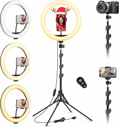 11.5 Zoll Ringlicht mit Stativ Handy,Groß Stativ für Smartphone mit Ringleuchte,Selfie Ringlight Handystativhalter mit Ring Light für Fotografie,YouTube,Tik Tok,Video,Makeup 30,5 cm Angebot bei HelloDeals