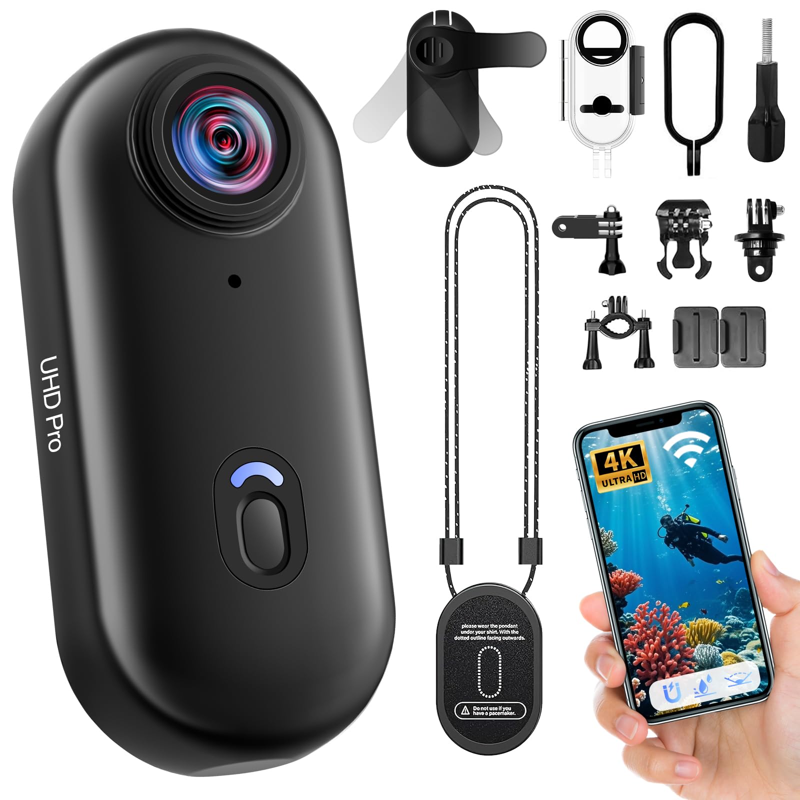Action Cam 4K, Sportkamera WLAN 120° 1080P HD, Mini Action Kamera WiFi Fahrrad Motorrad Helmkamera, Unterwasserkamera Kleine Bodycam Körperkamera Wasserdicht für Schwimmen Haustiere Fischer Angebot bei HelloDeals