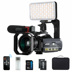 ORDRO AC3 IR Nachtsicht Camcorder 4k Videokamera 1080P 60FPS Vlog Kamera WiFi Camcorder mit Mikrofon, LED Licht, Weitwinkelobjektiv, Halter, Tragetasche Angebot bei HelloDeals