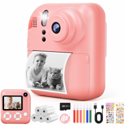 Sofortbildkamera für Kinder mit Drucker | 2,4 Zoll (6 cm) Display | 48MP Fotos & 1080P Video | Inkl. 32GB Karte, 5X Druckpapier, 6 Stifte, Sticker | Geschenk für Kinder 3-12 Jahre Angebot bei HelloDeals