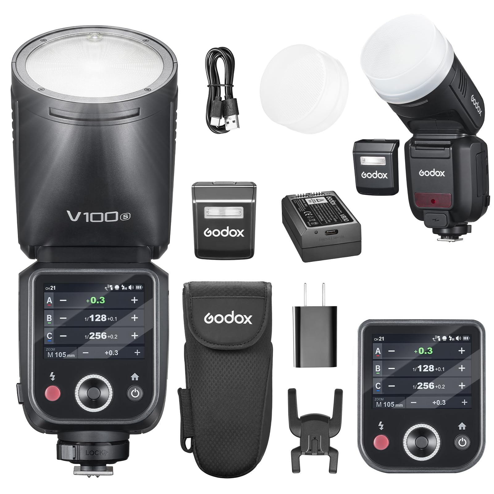 GODOX V100S Blitzgerät V100-S 100w Round Head Touchscreen Flash für Sony,2.4G Wireless mit Externem Speedlite und Global Shutter Blitzsynchronisation 1/80000s,integrierter Lithium Akku Angebot bei HelloDeals