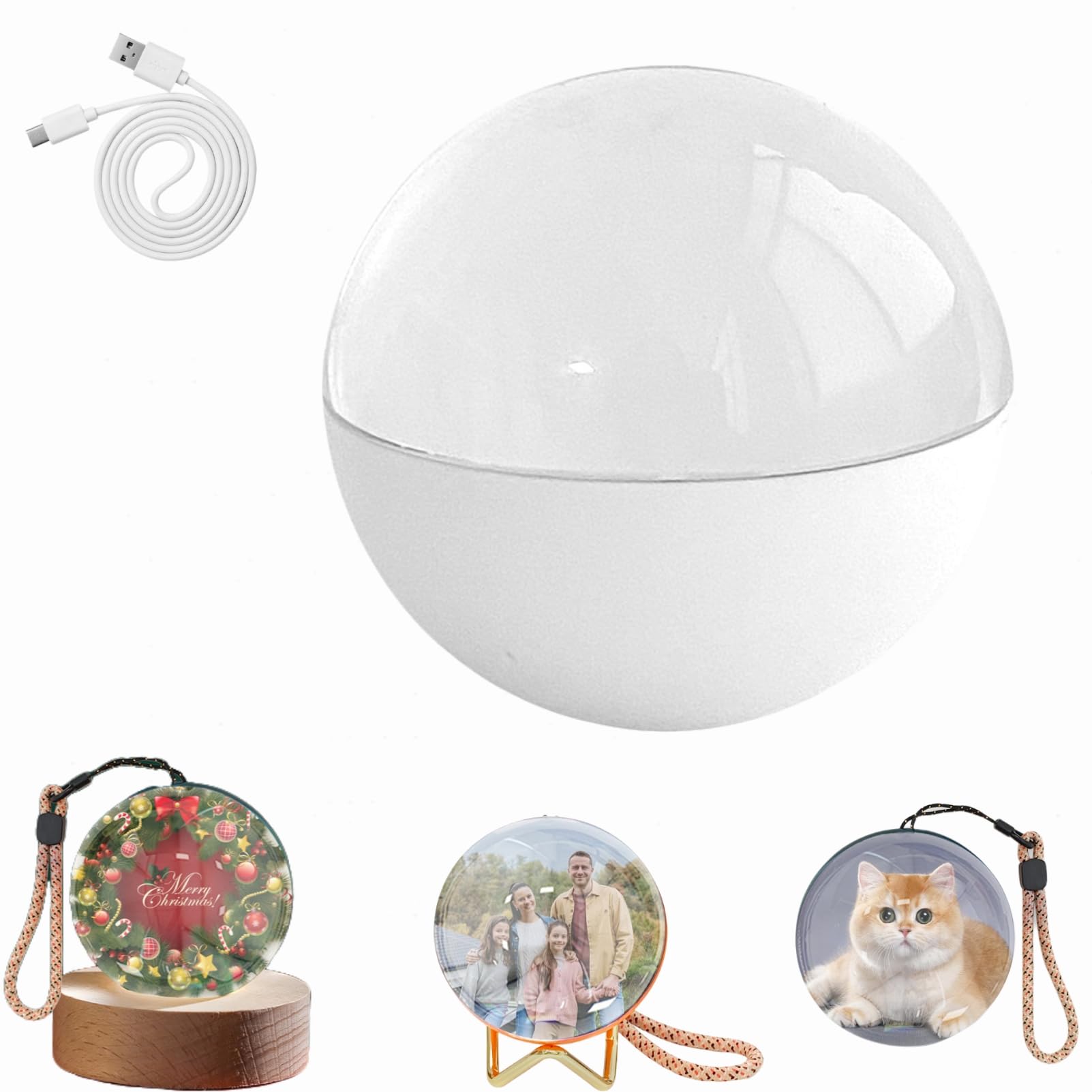 Kristall erinnerungskugeln Video Player mit WLAN, Kristallkugel Digitalanzeige, Individuelle Leuchtkugel, Personalisierte Digitale Erinnerungsanzeige - Hochladbare Videos und Fotos (USB,White) USB White Angebot bei HelloDeals