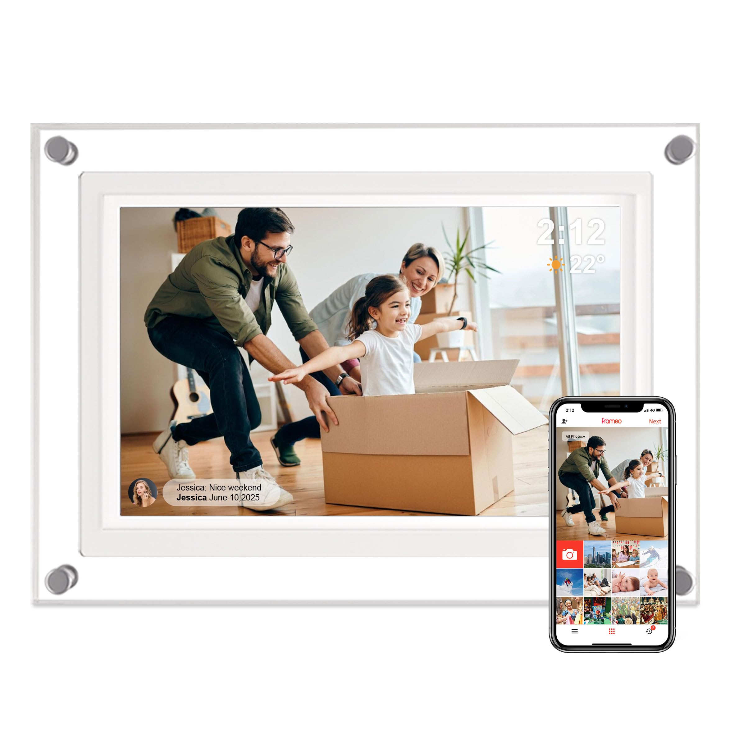 10,1 Zoll WLAN Acryl Digitaler Dlderrahmen,32GB Großer Kapazität 1280 * 800 HD IPS Touchscreen, Auto-Rotate,Foto- und Video-Sharing über Frameo App Angebot bei HelloDeals