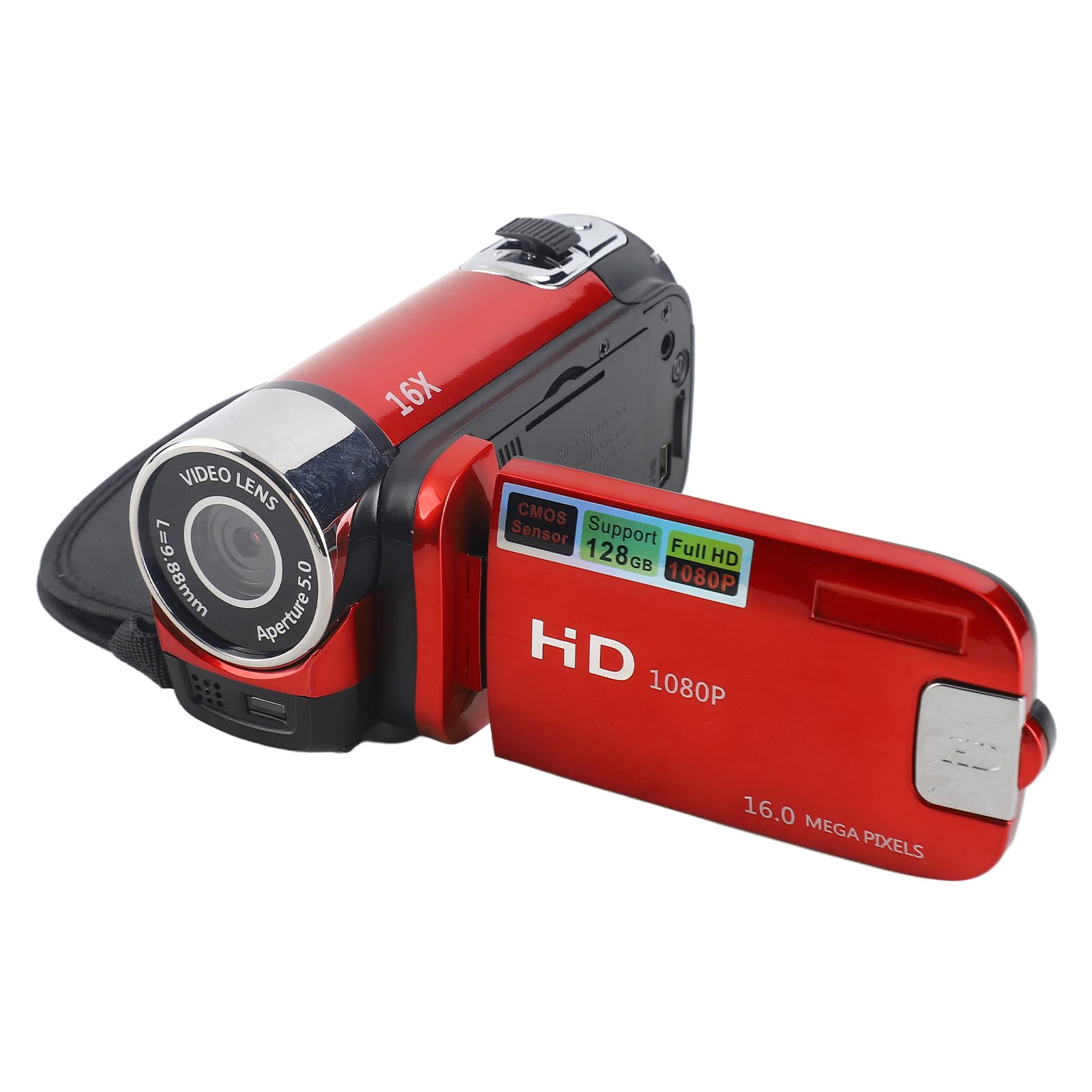 CCYLEZ Videokamera, 4X High-Definition-Digital-Camcorder, Full HD DV-Kamera, 270°-Rotations-Camcorder, Unterstützt Speicher 32G, für Heimparty, Picknick Im Freien, Camping(EU Red) Angebot bei HelloDeals
