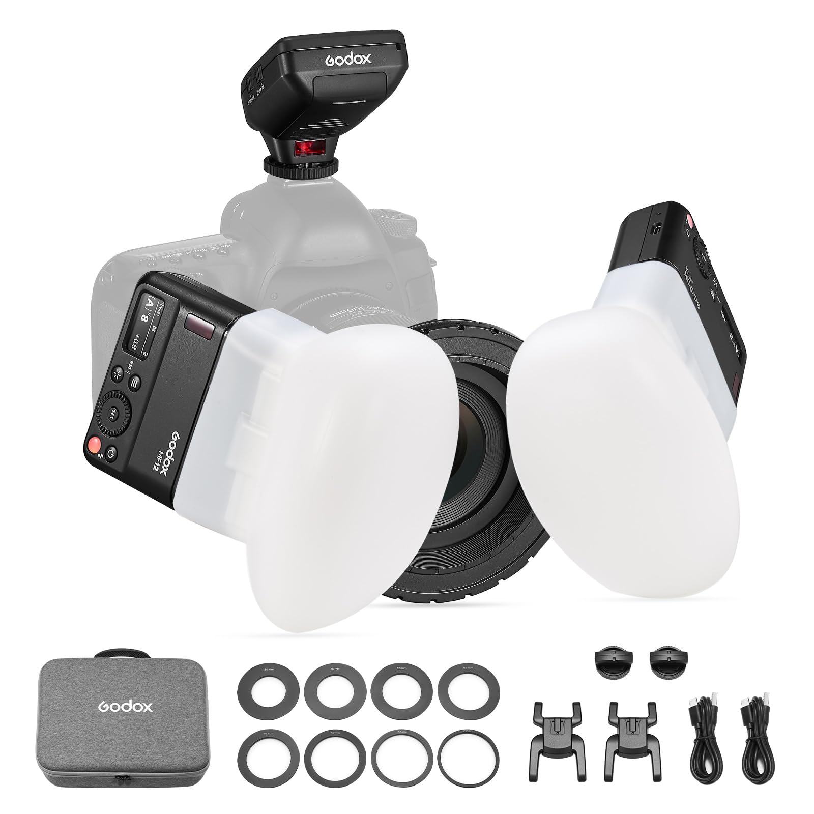 GODOX MF12-DK1 Makro Blitz mit Diffusor Dome und Xproii S Blitzauslöser 2,4G Wireless Control, TTL/M-Modus mit Li-Ion Akku mit Sony A6400/A74/A7R5/ZV-E10 für Dentalfotografie, Makrofotografie Angebot bei HelloDeals