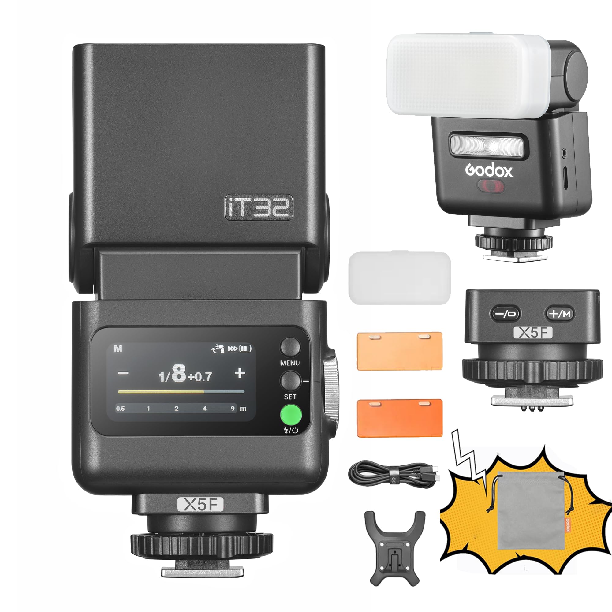 Godox iT32 TTL Kamerablitz & X5 F Funkauslöser 2,4 GHz HSS 1/8000s GN18 mit Magnetdiffusor für Fuji-Kameras Angebot bei HelloDeals