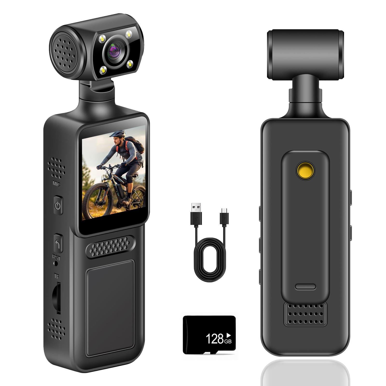 HAMON 4K Körperkamera, POV/Vlog/Pocket Kamera mit 180° Drehbares Objektiv, Tragbare Body Camera für Sicherheit, Pocket Kamera für Sport im Freien, Fahrrad, Reisen, Polizei, Outdoor & Beruf Angebot bei HelloDeals