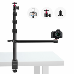 Victiv Kamera Tischhalterung, 37cm-105cm Kamera Tischstativ für DSLR Canon, Lichtstativ Klemmstativ mit Flexibler Arm & 1/4" Kugelkopf für Kameras, LED-Licht, Webcam, Handy Tisch Stativ für Smartphone Schwarz rot Angebot bei HelloDeals