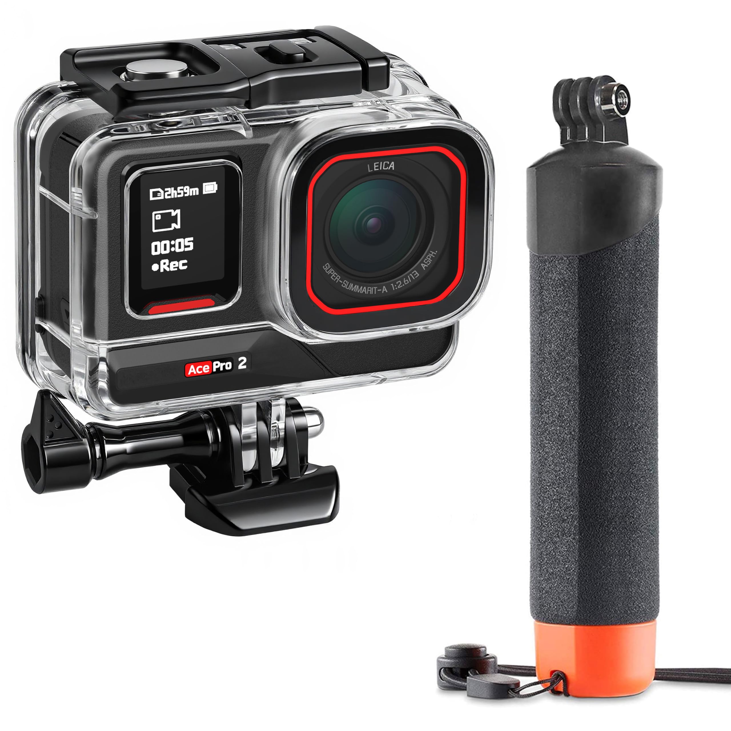 FitStill Tauchset für Insta 360 ace pro 2/ace pro, 50M/164FT Wasserdichtes Gehäuse + Auftriebsgriff, für Unterwasserfotografie ace pro 2 Zubehör Angebot bei HelloDeals