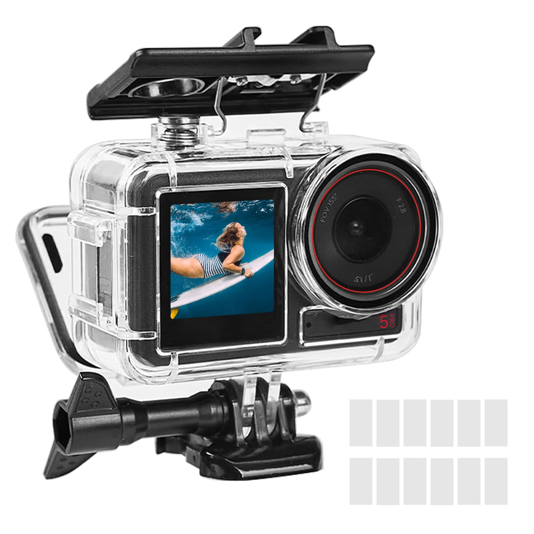 OKFUN Wasserdichtes Gehäusegehäuse kompatibel für DJI Action 5 pro/Action4/Action3 Tauchschutz Unterwasser Tauchabdeckung Schutzhülle 50M/164FT mit Halterung Zubehör Angebot bei HelloDeals