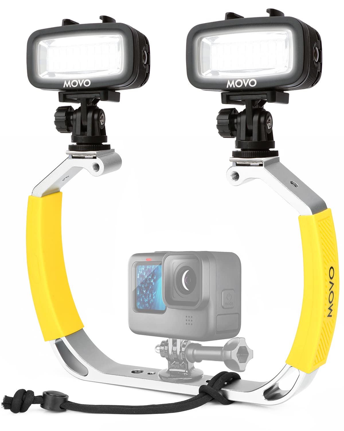 Movo DiveRig1 XL Diving Rig Bundle mit Wasserdichten LED-Lichtern - Kompatibel mit GoPro Hero, HERO5, HERO6, HERO7, HERO8, HERO9, HERO10 und DJI Osmo Action Cam - Tauchzubehör für Unterwasserkamera Angebot bei HelloDeals