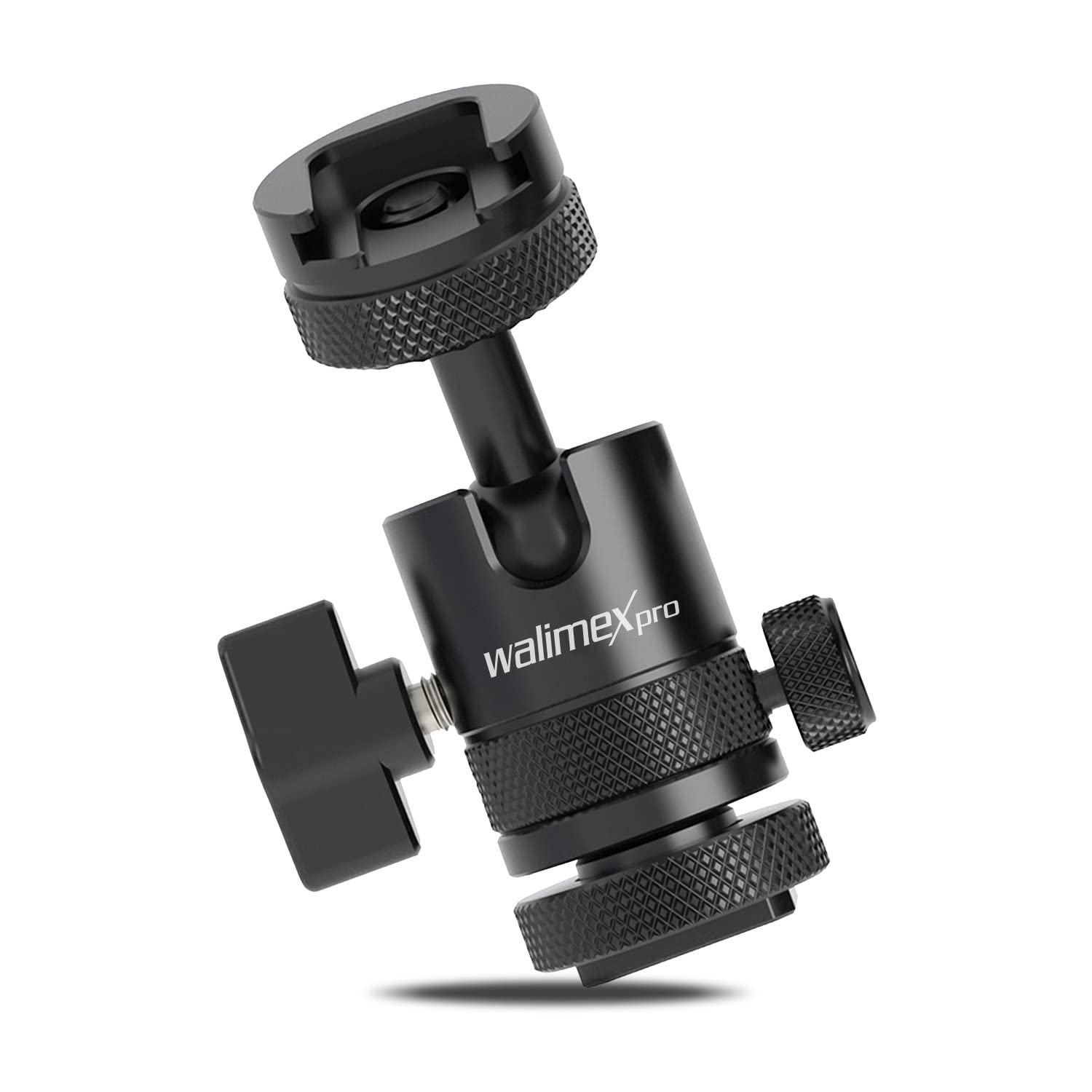 Walimex Pro Multi Mini-Kugelkopf mit Blitzschuh und 1/4 Zoll Anschluss I beidseitig schwenkbar um 180° I für Kameras, Stative, Mikrofone, LEDs I Aluminium Stativkopf Single Shoe I bis 5kg belastbar Angebot bei HelloDeals