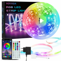 HOVVIDA LED Strip 5M, 30 LEDs/Meter, 1x5M, 150 LED, RGB LED Streifen, APP und Fernbedienung, Musikmodus, Timing-Modus, LED für Zimmer, Wohnzimmer, Küche, Schlafzimmer, Bar, Party 5M Rgb Angebot bei HelloDeals