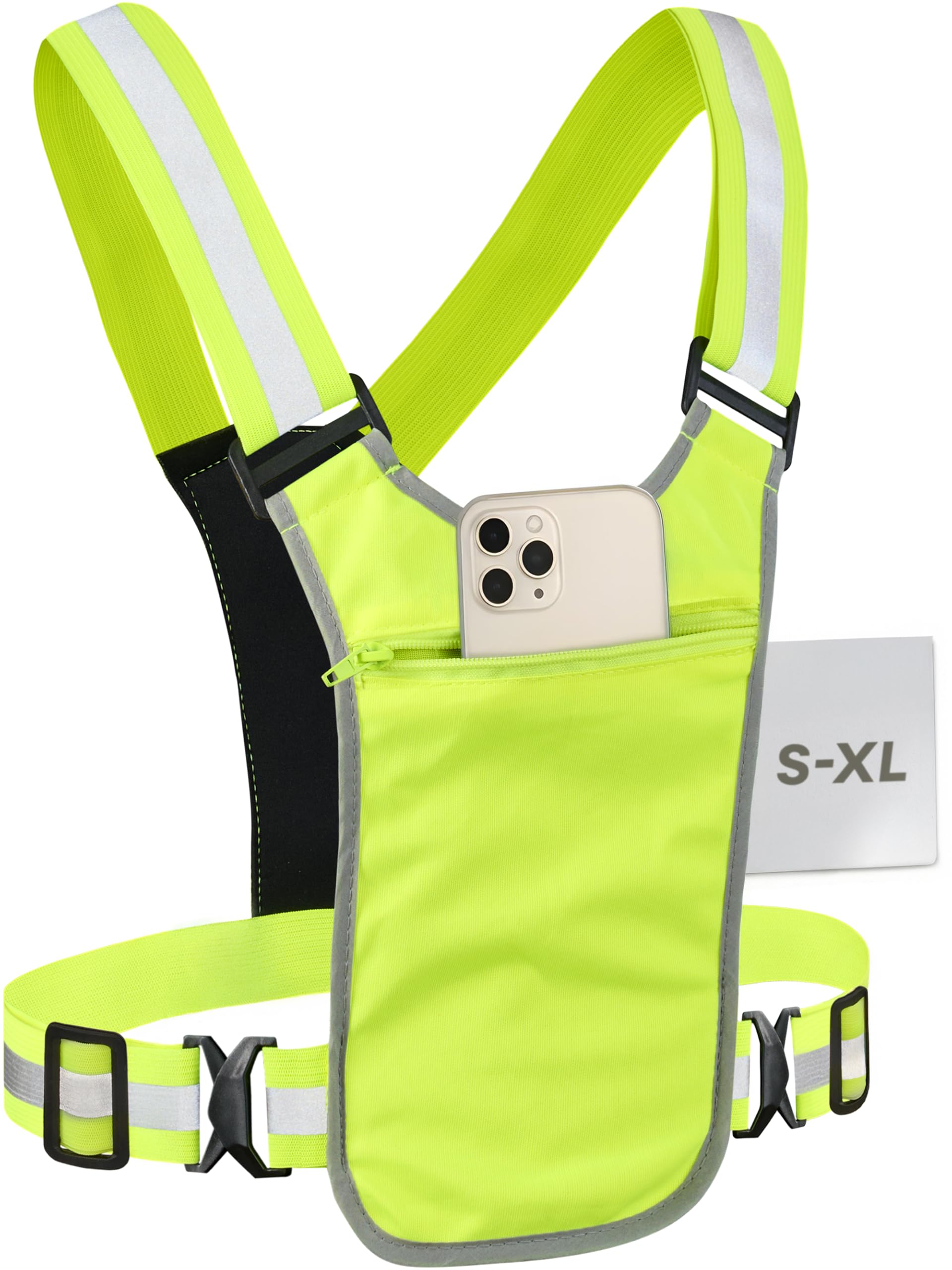 Fahrrad Reflektierende Sicherheitsweste Herren & Damen – 360° Sichtbarkeit mit Fronttasche – Verstellbare Gurte – auch zum Laufen & im Freien Angebot bei HelloDeals