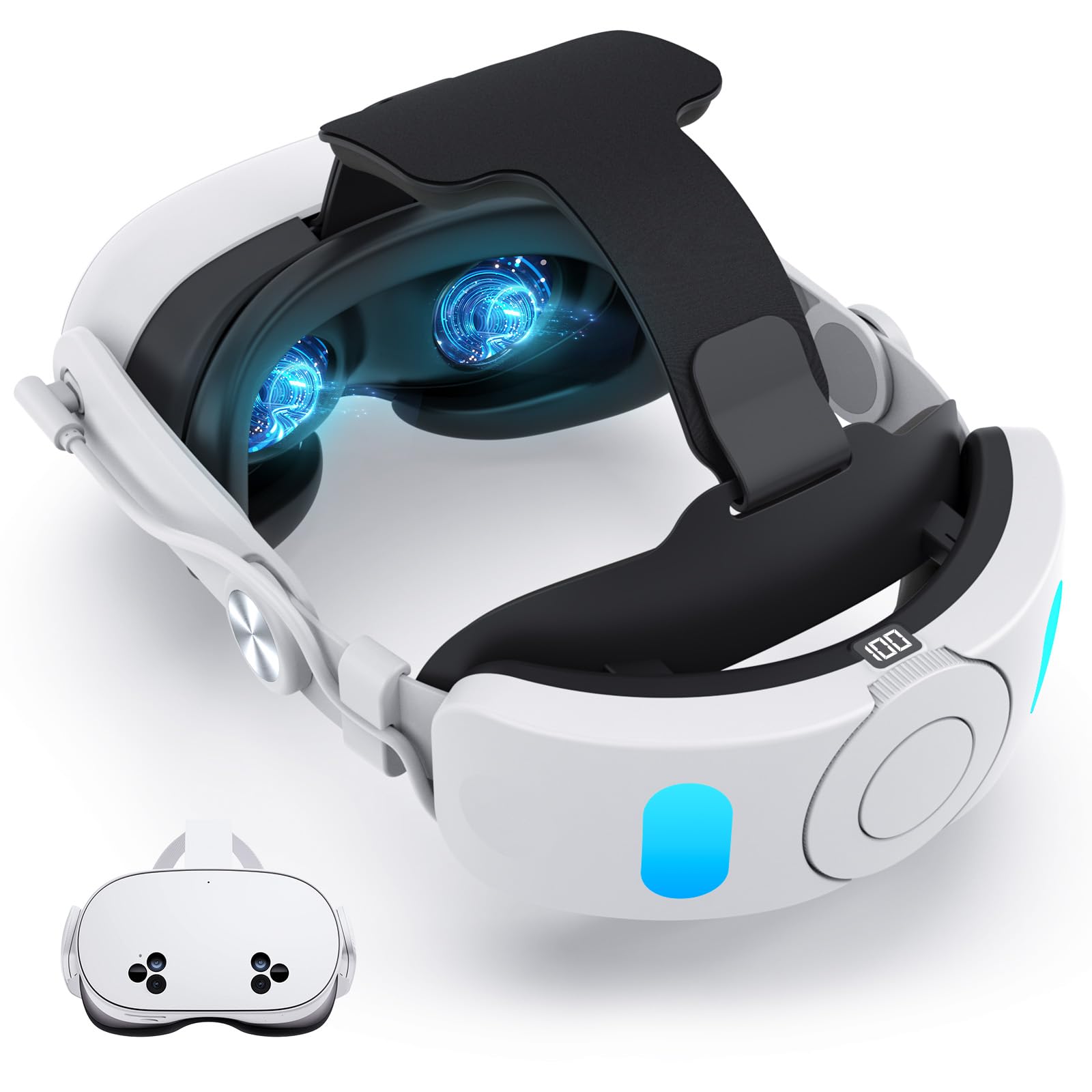 NEWENMO Elite Strap mit Akku 10000mAh für Meta Quest 3S, Komfort Battery Head Strap kompatibel mit Oculus Quest 3S Zubehör, Verstellbares Kopfband mit schnelles Aufladen und längere Spielzeit Angebot bei HelloDeals
