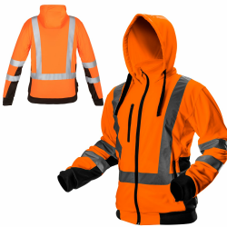 NEO TOOLS Herren Warme Arbeit Warnjacke mit Reflektierenden Streifen Gelb/Orange oder Set mit wasserdichte Hose, Gr. S(48)-XXL(56) | Kapuze, Stehkragen, Fleece, Pulli Berufsjacke Warnjacke Langarm L Orange Angebot bei HelloDeals