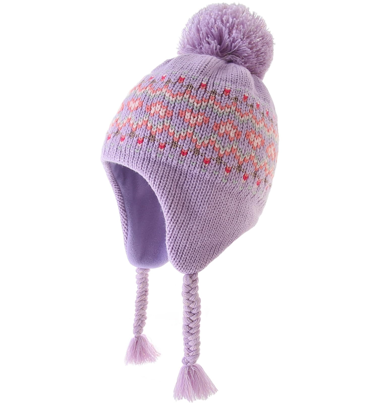 Monimo Mädchen Mütze Stricken Verdicken Ohrenschützer Hut Warm Wintermütze für Kinder 53 Rosa 2 Angebot bei HelloDeals