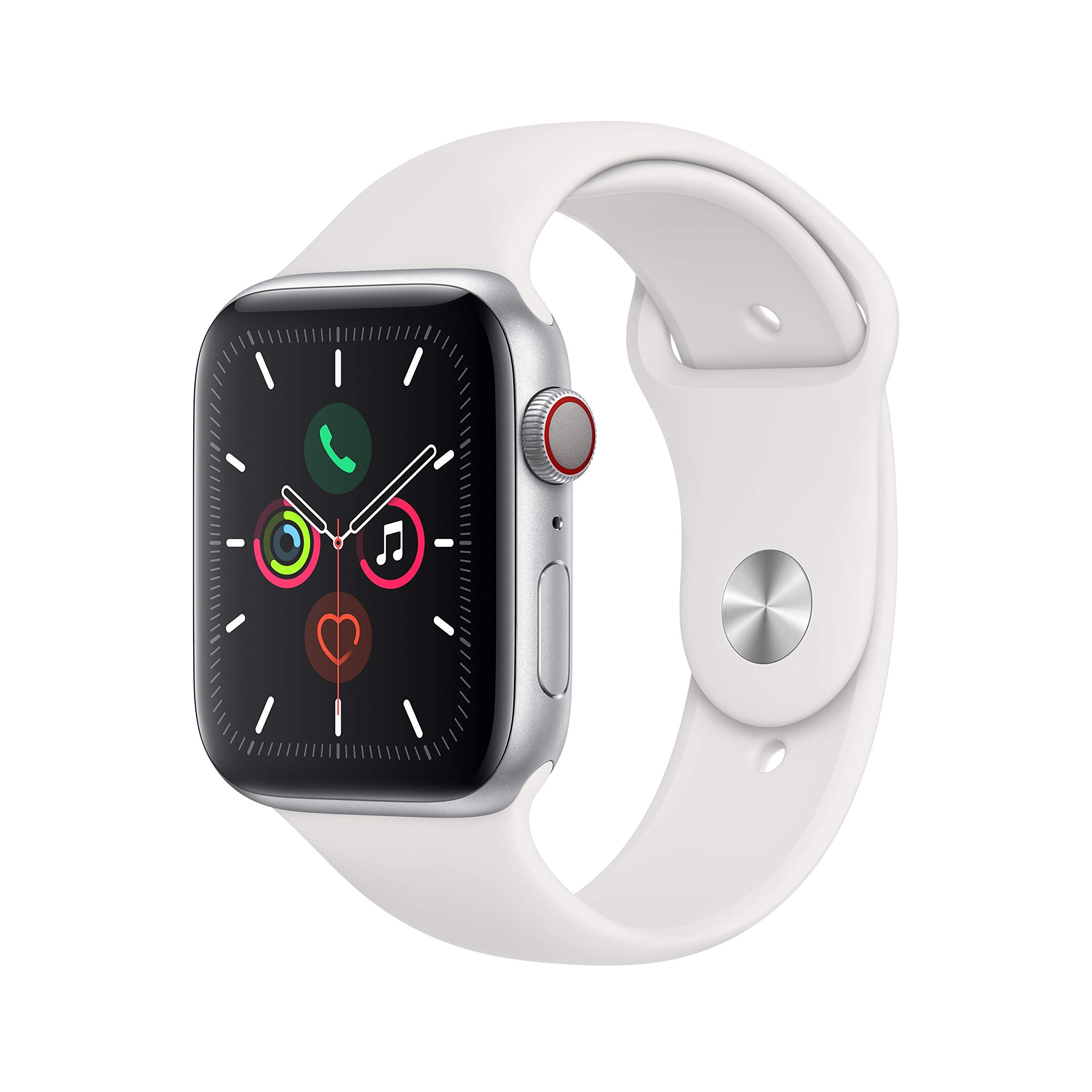 Apple Watch Series 5 44mm (GPS + Cellular) - Aluminiumgehäuse Silber Weiß Sportarmband (Generalüberholt) Angebot bei HelloDeals