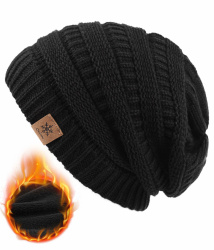 Mütze Damen Winter, Beanie Wintermütze Thermo Warm Fleece, Weiche Strickmütze für Outdoorsport Einheitsgröße Schwarz Angebot bei HelloDeals