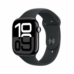 Apple Watch Series 10 (GPS + Cellular 46 mm) Smartwatch mit Aluminiumgehäuse in Diamantschwarz und Sportarmband in Schwarz (M/L) (Generalüberholt) M/L Jet Black Aluminum Case with Black Sport Strap 46mm Bluetooth GPS + Cellular Angebot bei HelloDeals