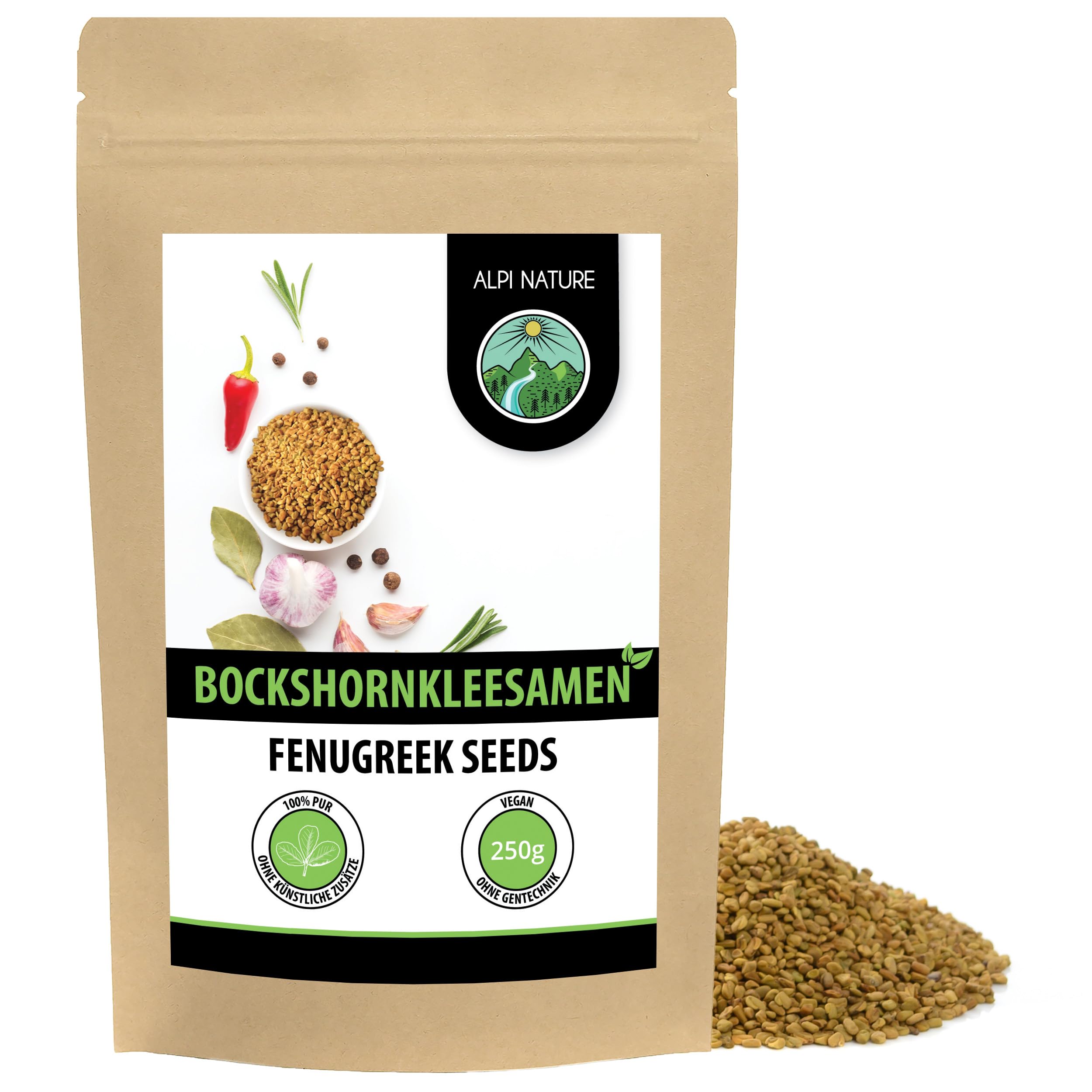 Alpi Nature Bockshornkleesamen ganz 250g, Bockshornklee ganz, Bockshornklee Gewürz, Fenugreek 250 g (1er Pack) Angebot bei HelloDeals
