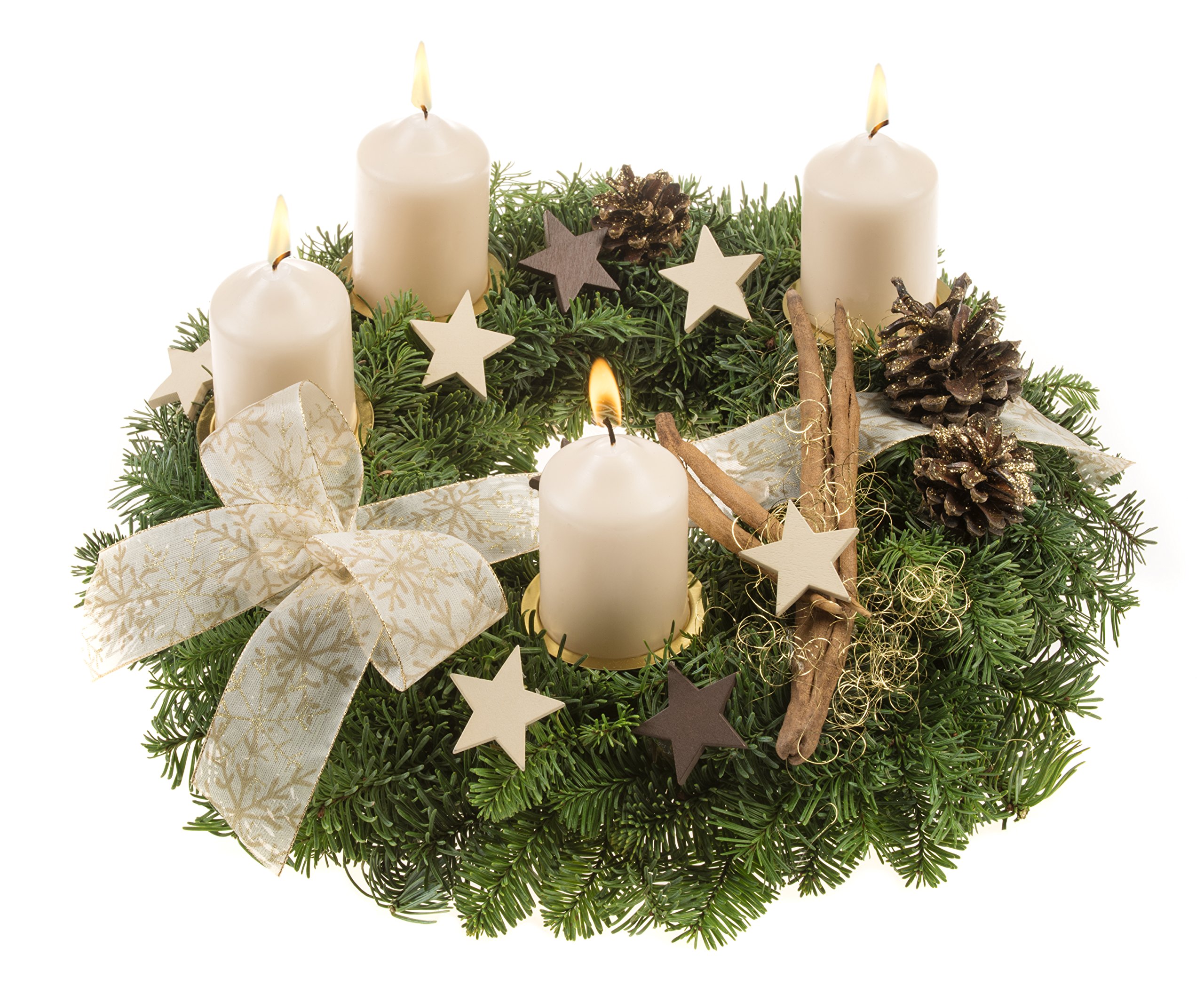 Dominik Blumen und Pflanzen, Adventskranz Adventssonne, 30 cm, cremefarben Angebot bei HelloDeals