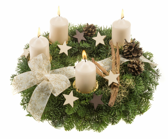 Dominik Blumen und Pflanzen, Adventskranz Adventssonne, 30 cm, cremefarben Angebot bei HelloDeals