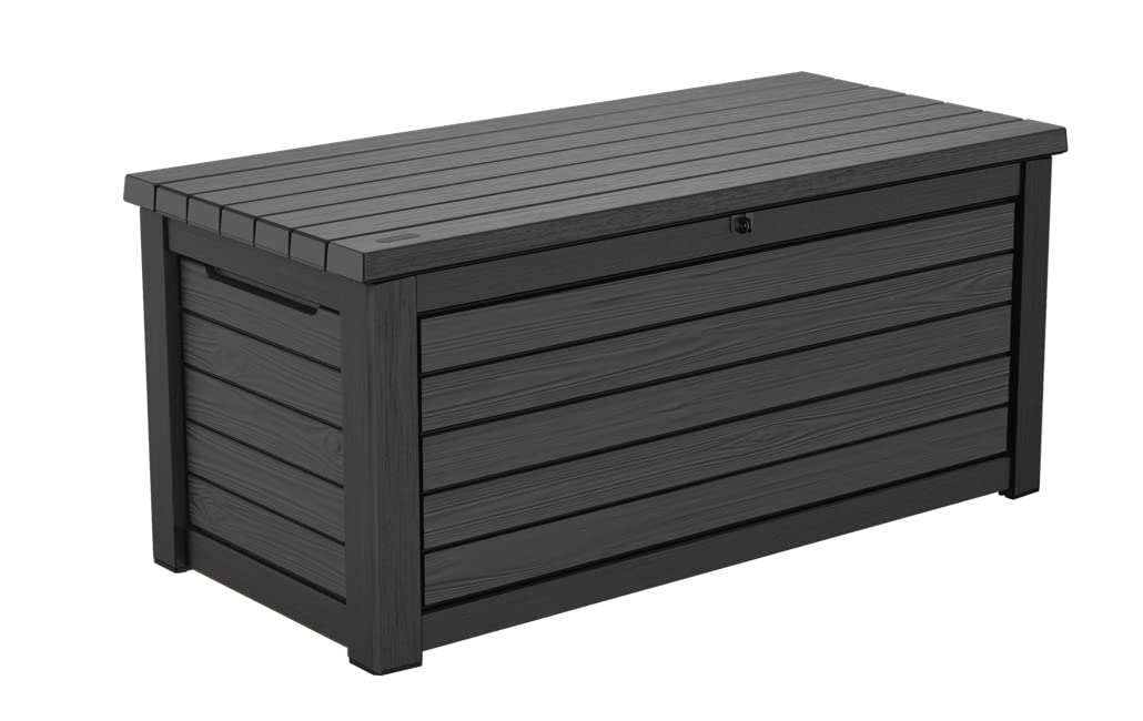 Keter Aufbewahrungsbox/Kissenbox Blackwood, 623 Liter trockener & belüfteter Stauraum - mit Gasdruckfedern - Deckel bis zu 272 kg belastbar Angebot bei HelloDeals