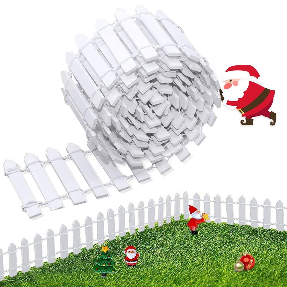 Miniatur Wichtel Zubehör, Miniatur Wichteltür Zaun aus Holz Weiß Mini Holzzaun Miniatur Gartenzaun (90 cm x 5 cm) Miniatur Deko für Garten, Miniatur Puppenhaus Zubehör Fee Garten Gartenhaus Deko Angebot bei HelloDeals