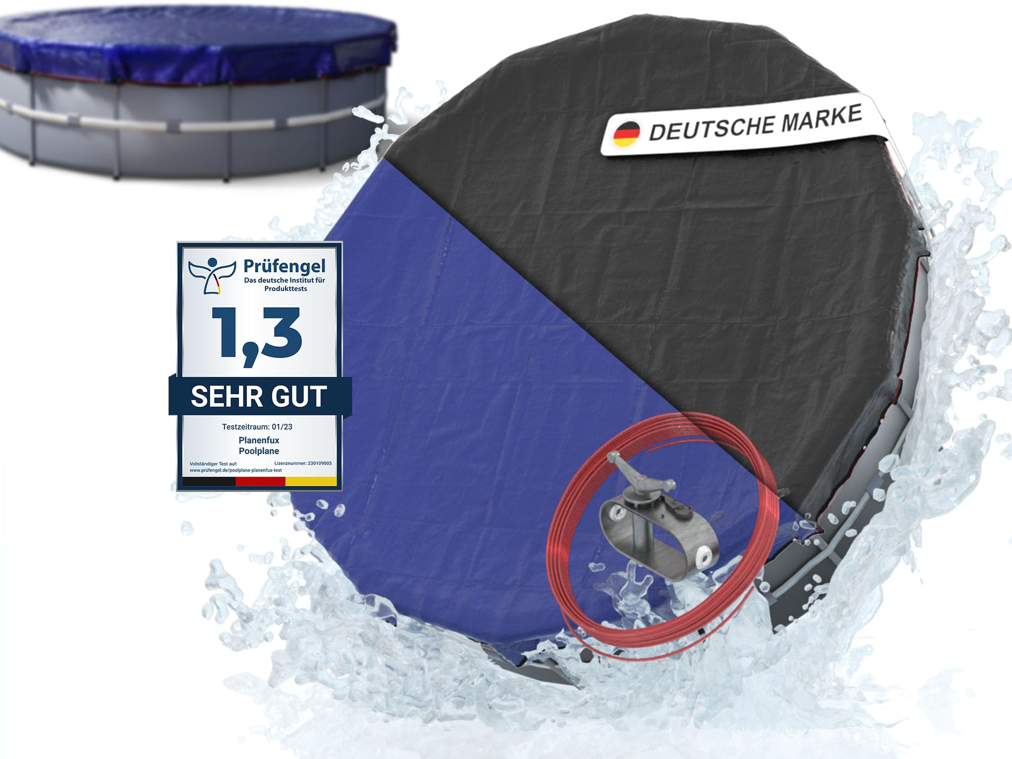 Poolabdeckung rund 366 cm (Für Ø 320-366 cm Becken) | 2-in-1 Abdeckplane Pool aus 200g/m² PE Material | Poolplane Solarplane Rundpool für Sommer & Winter | Ø 420 cm Schwimmbecken Abdeckung 420 cm (Rund) Angebot bei HelloDeals