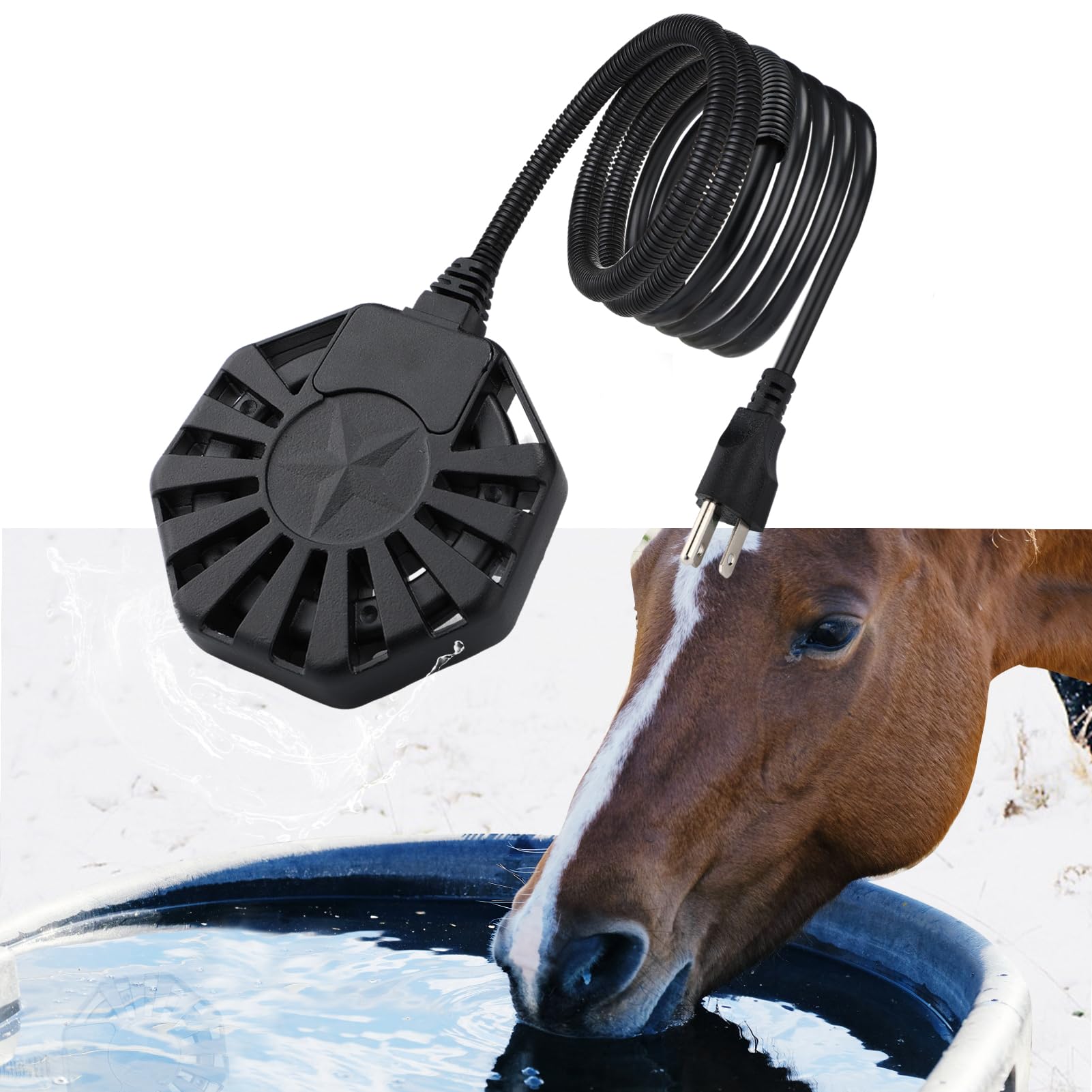 Pferde-Warmwasserbereiter – 500 W Enteiser für Kühe, Schafe, Nutztiere, Wassertränke, Vogelbad, Hühner-Warmwasserbereiter, Winter, Outdoor, Thermostatische Steuerung, Aluminium, lackiertes 500Watt Angebot bei HelloDeals