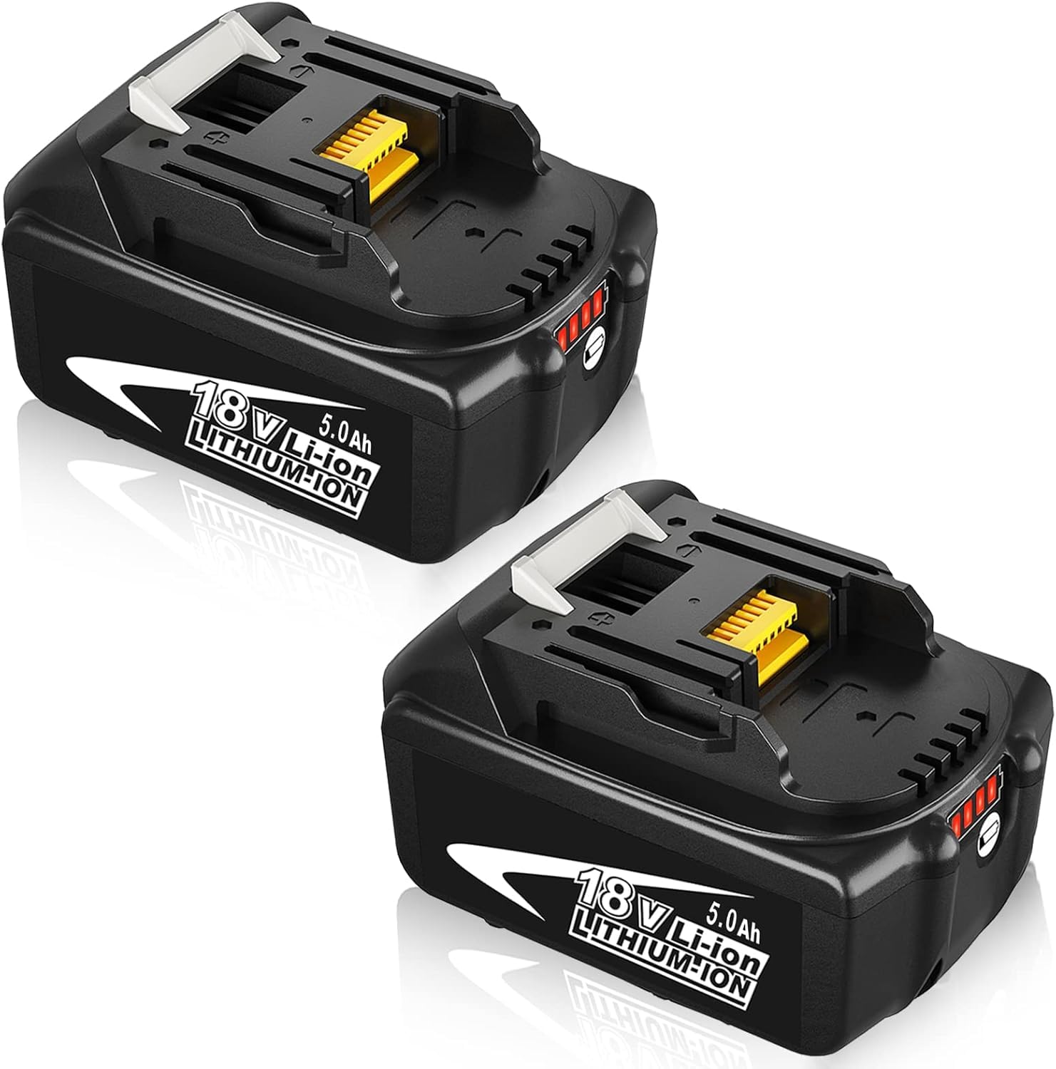 2X Ersatz für Makita 18V Akku BL1850B BL1850 BL1840B BL1840 BL1830B BL1830 BL1835 BL1840 BL1845 194204-5 LXT-400 2X 5.0Ah Akkus schwarz+weiß Angebot bei HelloDeals